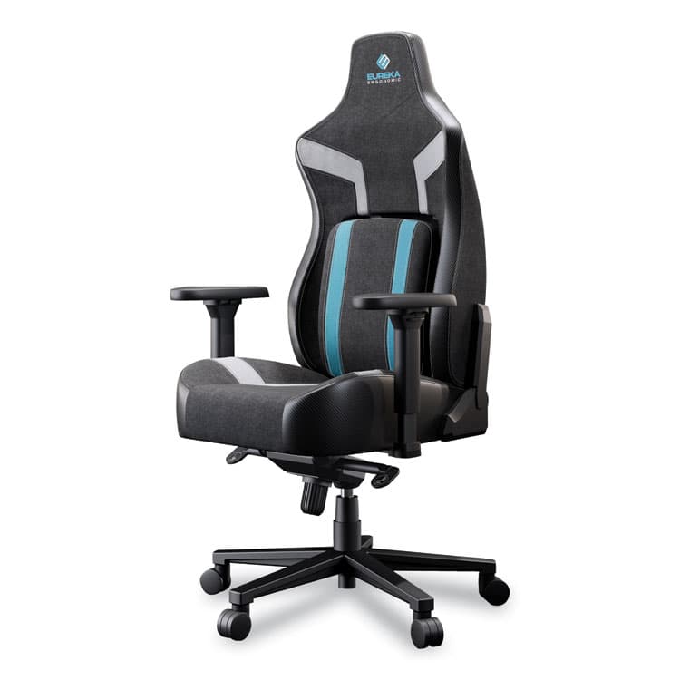 EUREKA ERGONOMIC Python II Ergonomic Chair, Supports up to 300 lb, 18.88" to 22.83" Seat Height, Black Fabric Seat, Black/Blue Fabric Back (EKAGC08BU)