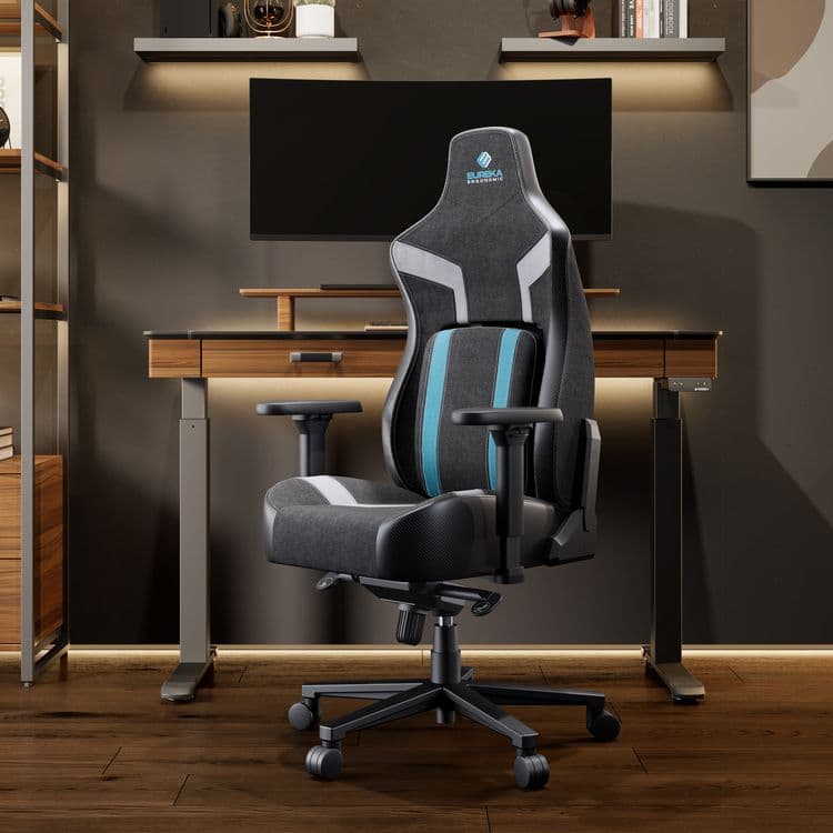 EUREKA ERGONOMIC Python II Ergonomic Chair, Supports up to 300 lb, 18.88" to 22.83" Seat Height, Black Fabric Seat, Black/Blue Fabric Back (EKAGC08BU) thumbnail 2