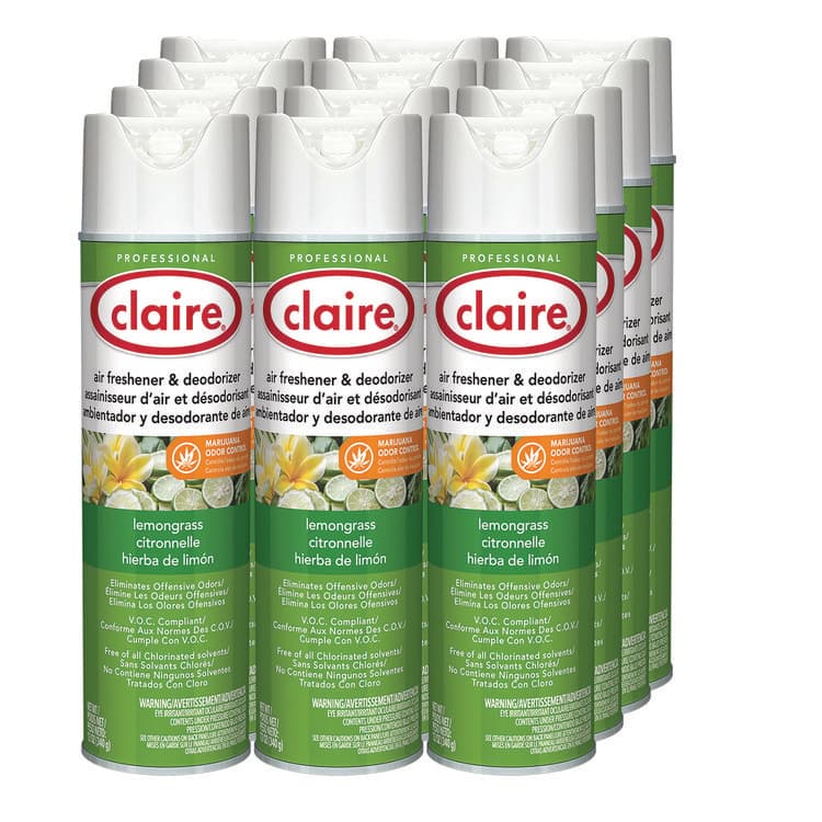 CLAIRE MANUFACTURING COMPANY Aerosol Air Freshener and Deodorizer, Lemongrass Citronella, 12 oz Aerosol Spray, 12 Cans (CGC1307) thumbnail 3