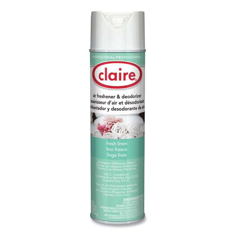 CLAIRE MANUFACTURING COMPANY Aerosol Air Freshener and Deodorizer, Fresh Linen, 10 oz Aerosol Spray, 12 Cans (CGC163)