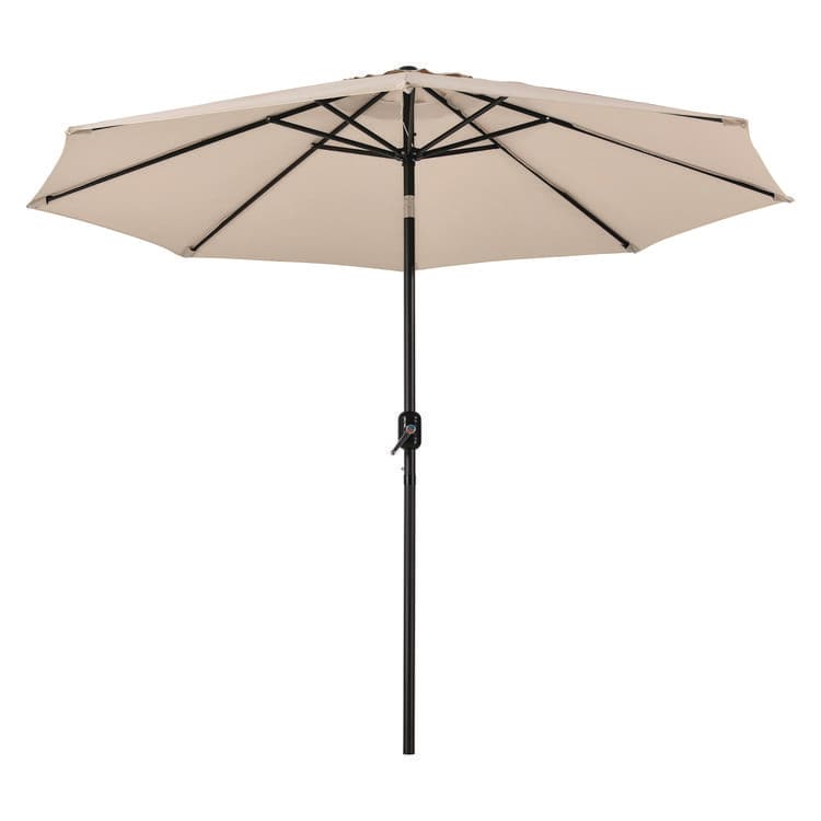 GLOBAL INDUSTRIAL Outdoor Umbrella with Tilt Mechanism, 102" Span, 94" Long, Tan Canopy, Black Handle (GBE262071) thumbnail 2