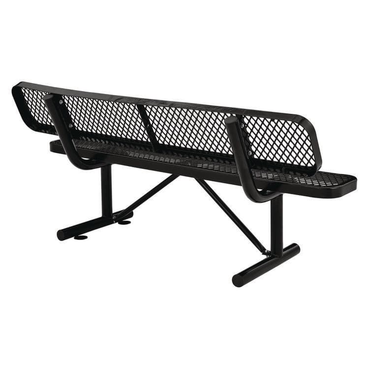 GLOBAL INDUSTRIAL Expanded Steel Bench With Back, 72" x 24" x 33", Black Seat/Back, Black Base (GBE277154BK) thumbnail 3