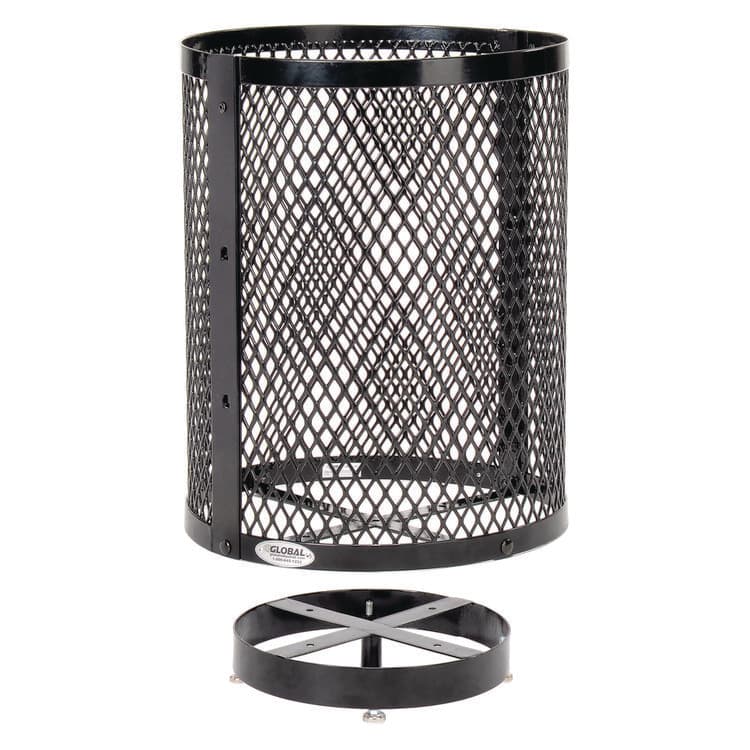 GLOBAL INDUSTRIAL Outdoor Diamond Steel Trash Can with Base, 36 gal, Black (GBE261948BKD) thumbnail 4