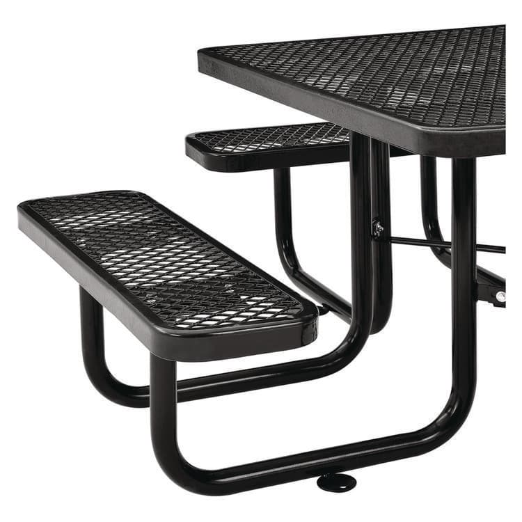 GLOBAL INDUSTRIAL Expanded Steel Picnic Table, Square, 81 x 81 x 29.5, Black Top, Black Base/Legs (GBE277151BK) thumbnail 4