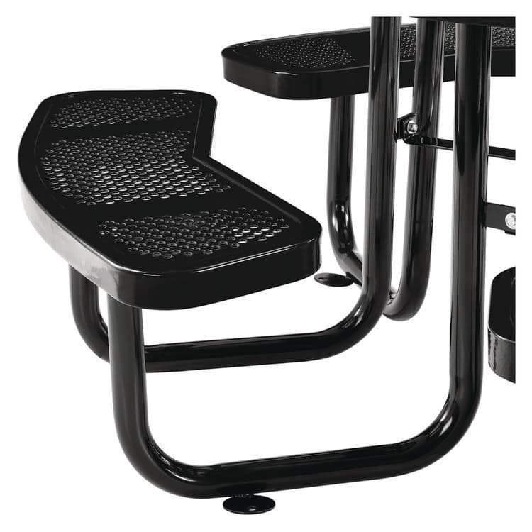 GLOBAL INDUSTRIAL Perforated Steel Picnic Table, Round, 46" Dia x 29.5"h, Black Top, Black Base/Legs (GBE262078BK) thumbnail 3