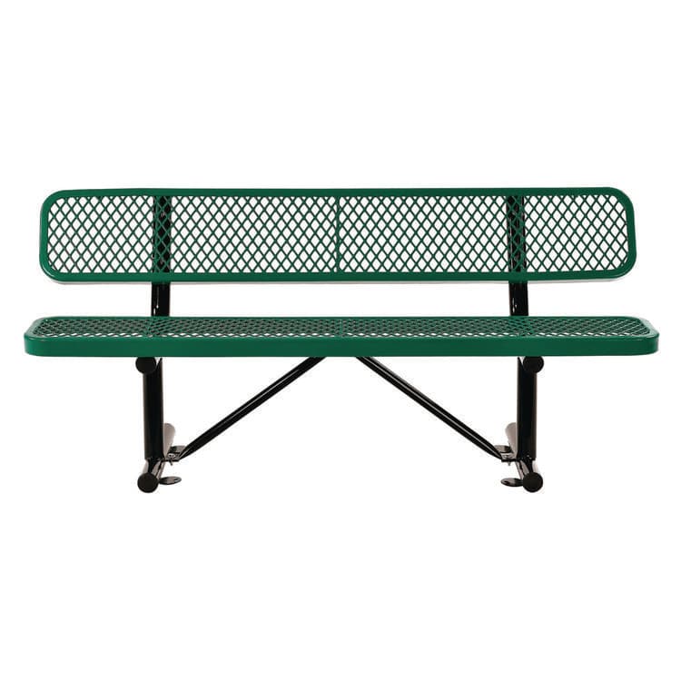 GLOBAL INDUSTRIAL Expanded Steel Bench With Back, 72" x 24" x 33", Green Seat/Back, Black Base (GBE277154GN) thumbnail 2