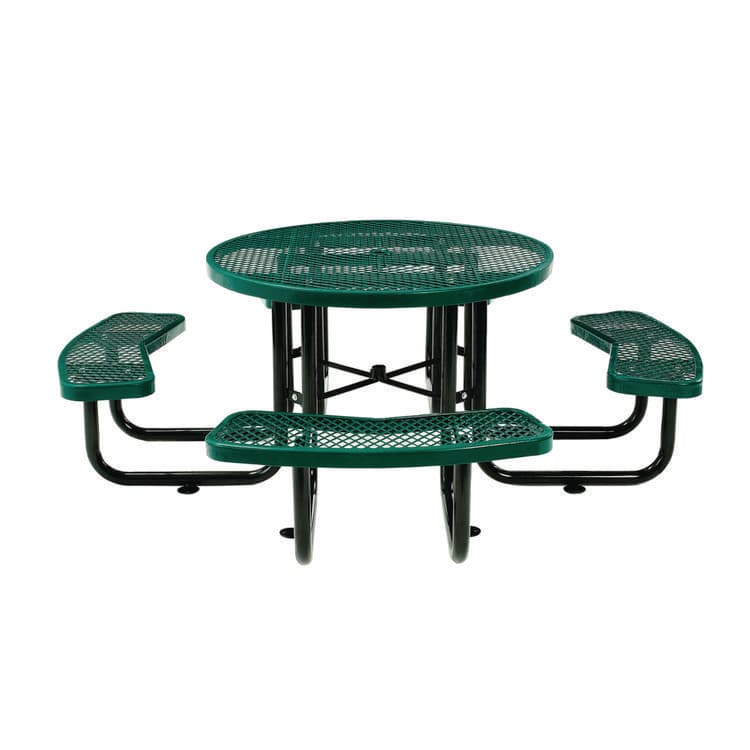 GLOBAL INDUSTRIAL Expanded Steel Picnic Table, Round, 46" Dia x 29.5"h, Green Top, Green Base/Legs (GBE277150GN) thumbnail 2