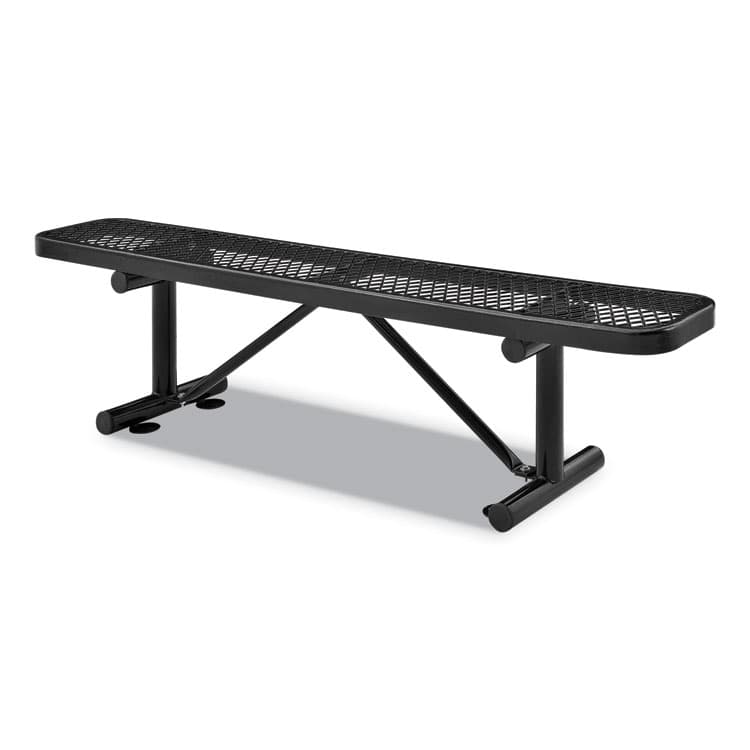 GLOBAL INDUSTRIAL Expanded Steel Flat Bench, 72" x 14.5" x 18", Black Seat, Black Base (GBE277156BK)