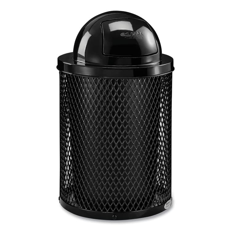 GLOBAL INDUSTRIAL Outdoor Diamond Industrial Steel Trash Can, 36 gal, Black (GBE261948BK)