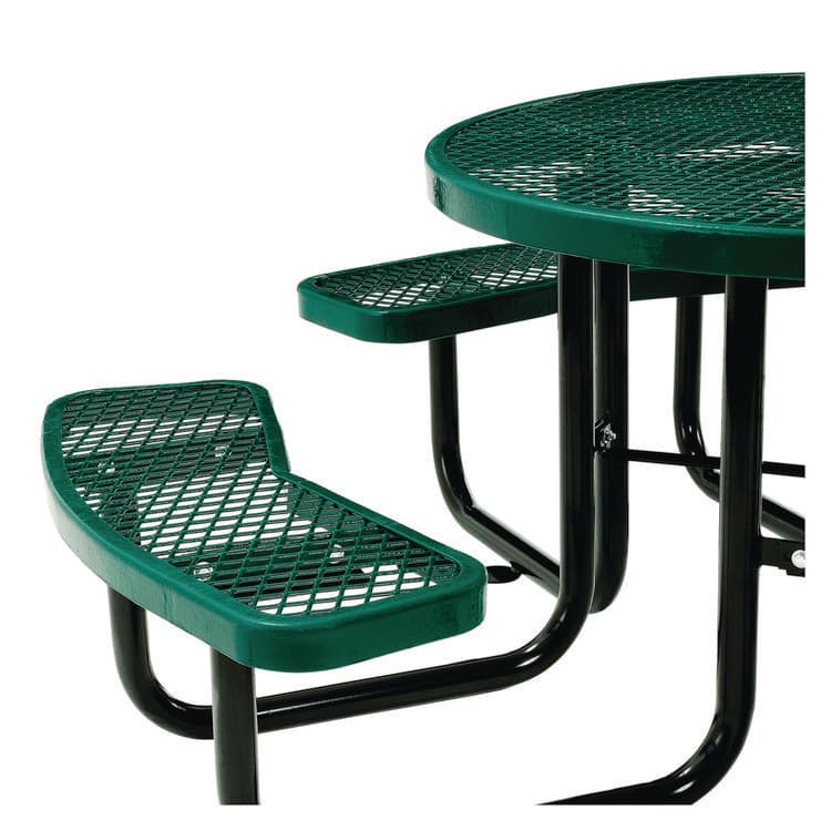 GLOBAL INDUSTRIAL Expanded Steel Picnic Table, Round, 46" Dia x 29.5"h, Green Top, Green Base/Legs (GBE277150GN) thumbnail 3