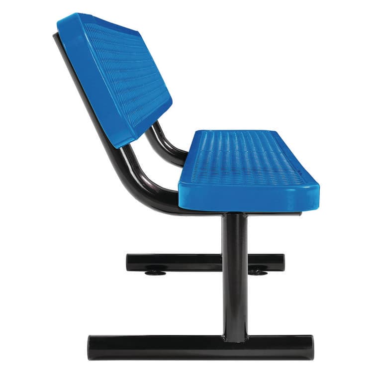 GLOBAL INDUSTRIAL Expanded Steel Bench With Back, 72" x 24" x 33", Blue Seat/Back, Black Base (GBE277154BL) thumbnail 3