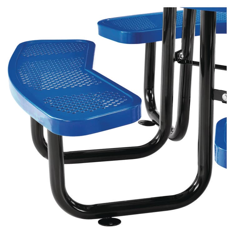 GLOBAL INDUSTRIAL Perforated Steel Picnic Table, Round, 46" Dia x 29.5"h, Blue Top, Blue Base/Legs (GBE262078BL) thumbnail 3