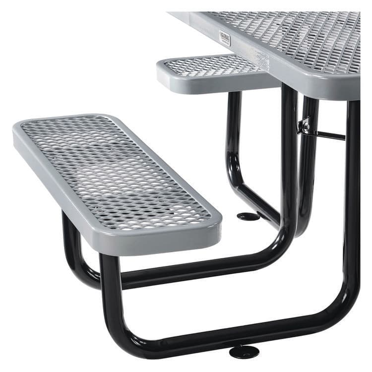 GLOBAL INDUSTRIAL Expanded Steel Picnic Table, Square, 81 x 81 x 29.5, Gray Top, Gray Base/Legs (GBE277151GY) thumbnail 3