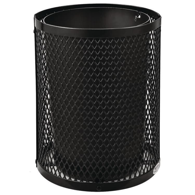 GLOBAL INDUSTRIAL Outdoor Diamond Industrial Steel Trash Can, 36 gal, Black (GBE261948BK) thumbnail 3