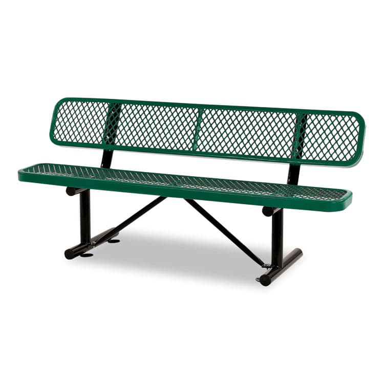 GLOBAL INDUSTRIAL Expanded Steel Bench With Back, 72" x 24" x 33", Green Seat/Back, Black Base (GBE277154GN)