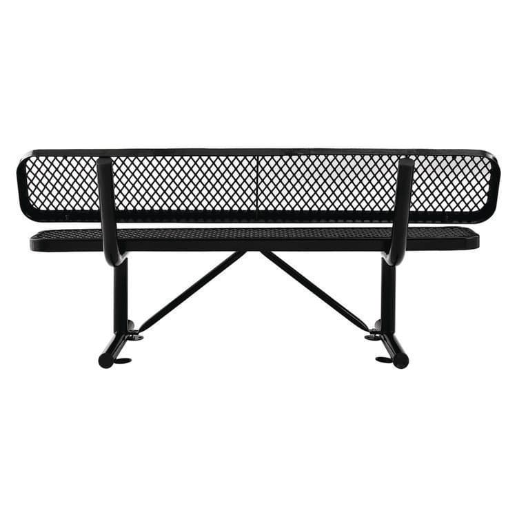 GLOBAL INDUSTRIAL Expanded Steel Bench With Back, 72" x 24" x 33", Black Seat/Back, Black Base (GBE277154BK) thumbnail 4