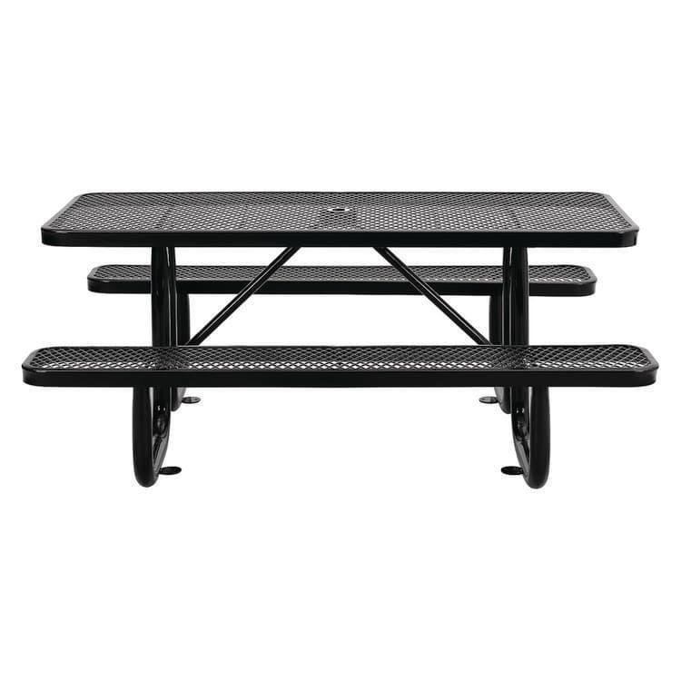 GLOBAL INDUSTRIAL Expanded Steel Picnic Table, Rectangular, 72 x 62 x 29.5, Black Top, Black Base/Legs (GBE277152BK) thumbnail 2