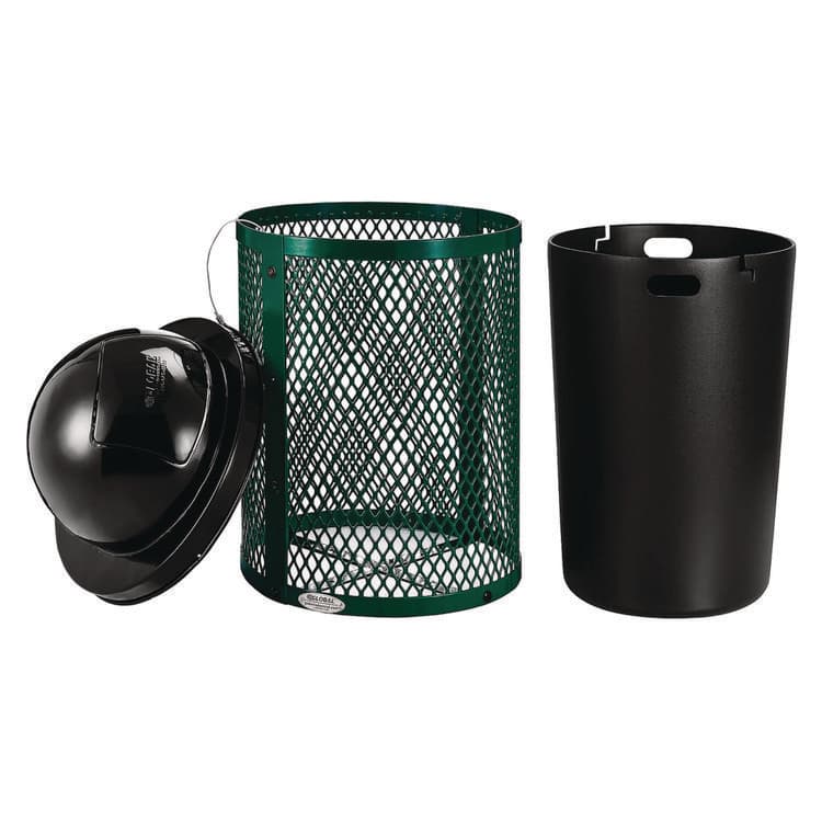 GLOBAL INDUSTRIAL Outdoor Diamond Steel Trash Can, 36 gal, Dome Lid, Green (GBE261948GN) thumbnail 2