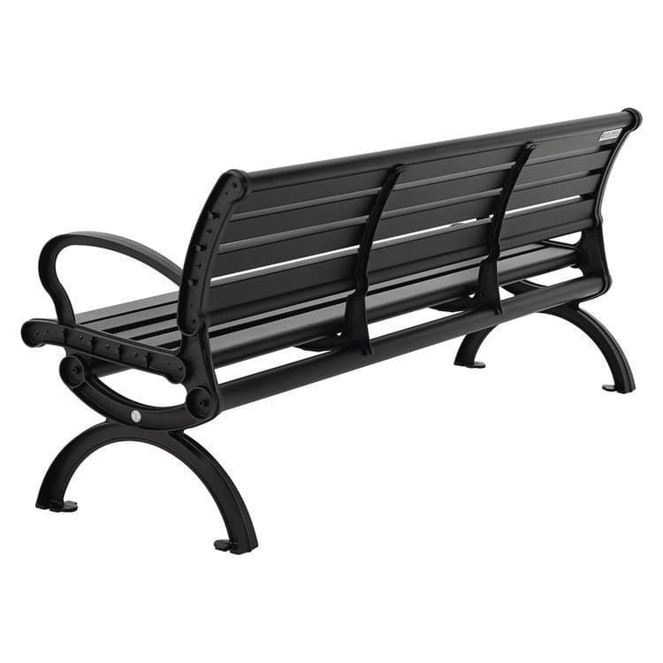 GLOBAL INDUSTRIAL Aluminum Bench with Back, 73" x 22.75" x 30.75", Black Seat/Back, Black Base (GBE436978BK) thumbnail 4