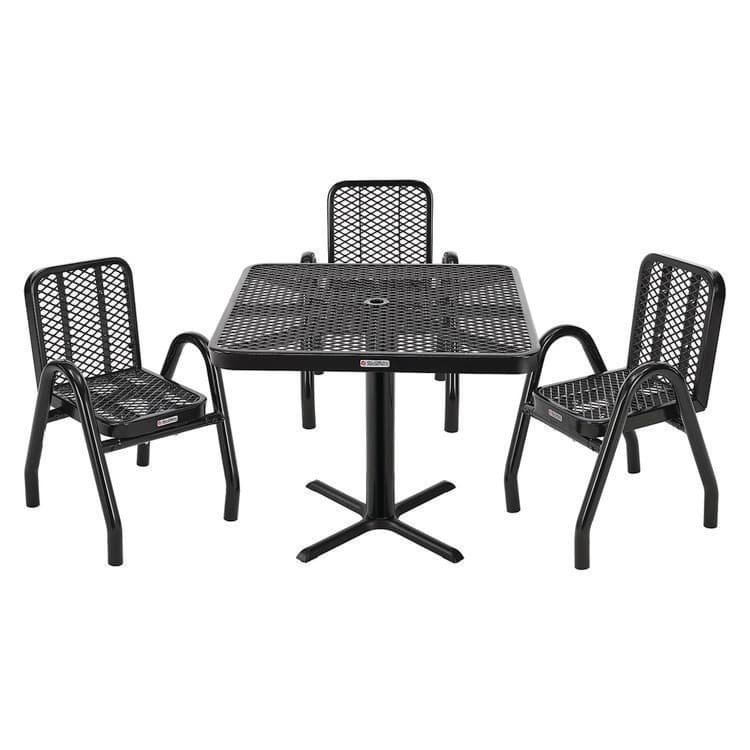 GLOBAL INDUSTRIAL Outdoor Dining Set, Square, 36 x 36 x 36, Black Top, Black Base/Legs (GBE348120BK) thumbnail 2