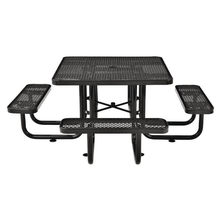 GLOBAL INDUSTRIAL Expanded Steel Picnic Table, Square, 81 x 81 x 29.5, Black Top, Black Base/Legs (GBE277151BK) thumbnail 2