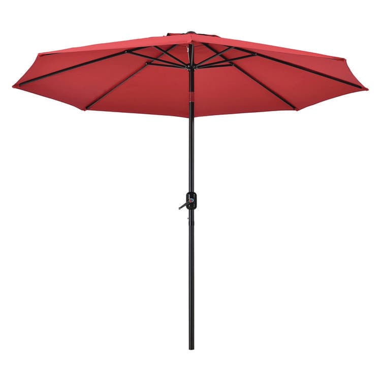 GLOBAL INDUSTRIAL Outdoor Umbrella with Tilt Mechanism, 102" Span, 94" Long, Red Canopy, Black Handle (GBE262070) thumbnail 2