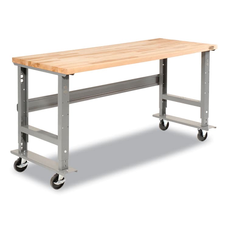 GLOBAL INDUSTRIAL Light Duty Butcher Block Top Adjustable Height Workbench, 800 lbs, 60 x 30 x 36 to 43, Gray (GBE183166A)