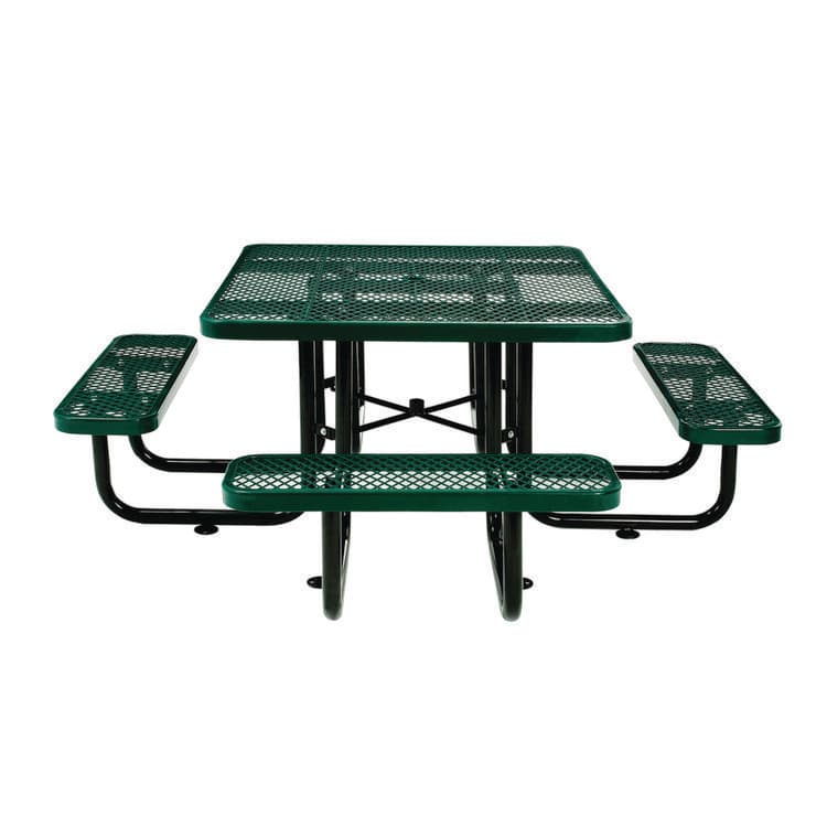 GLOBAL INDUSTRIAL Expanded Steel Picnic Table, Square, 81 x 81 x 29.5, Green Top, Green Base/Legs (GBE277151GN) thumbnail 2