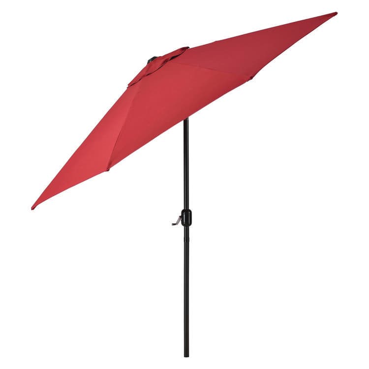 GLOBAL INDUSTRIAL Outdoor Umbrella with Tilt Mechanism, 102" Span, 94" Long, Red Canopy, Black Handle (GBE262070) thumbnail 3