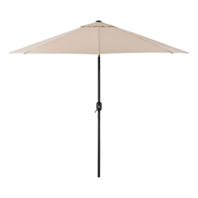 GLOBAL INDUSTRIAL Outdoor Umbrella with Tilt Mechanism, 102" Span, 94" Long, Tan Canopy, Black Handle (GBE262071)