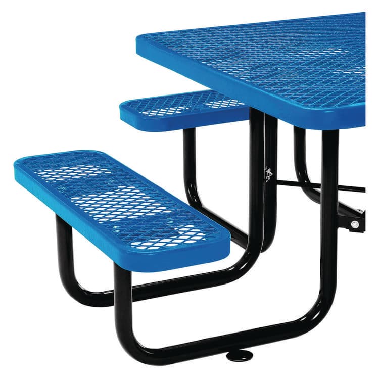 GLOBAL INDUSTRIAL Expanded Steel Picnic Table, Square, 81 x 81 x 29.5, Blue Top, Blue Base/Legs (GBE277151BL) thumbnail 3