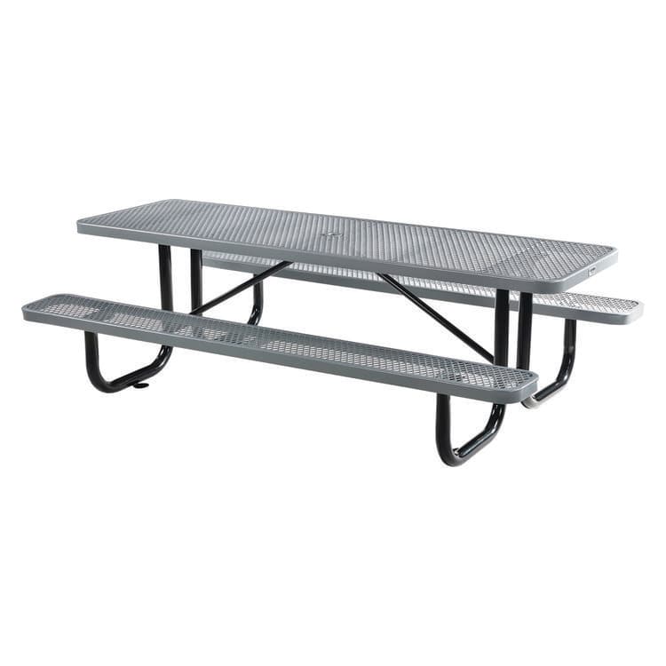 GLOBAL INDUSTRIAL Expanded Steel Picnic Table, Rectangular, 96 x 62 x 29.5, Gray Top, Gray Base/Legs (GBE277153GY) thumbnail 4