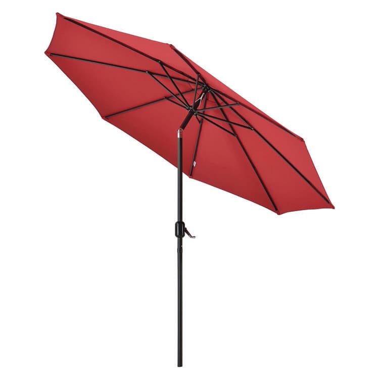 GLOBAL INDUSTRIAL Outdoor Umbrella with Tilt Mechanism, 102" Span, 94" Long, Red Canopy, Black Handle (GBE262070) thumbnail 4