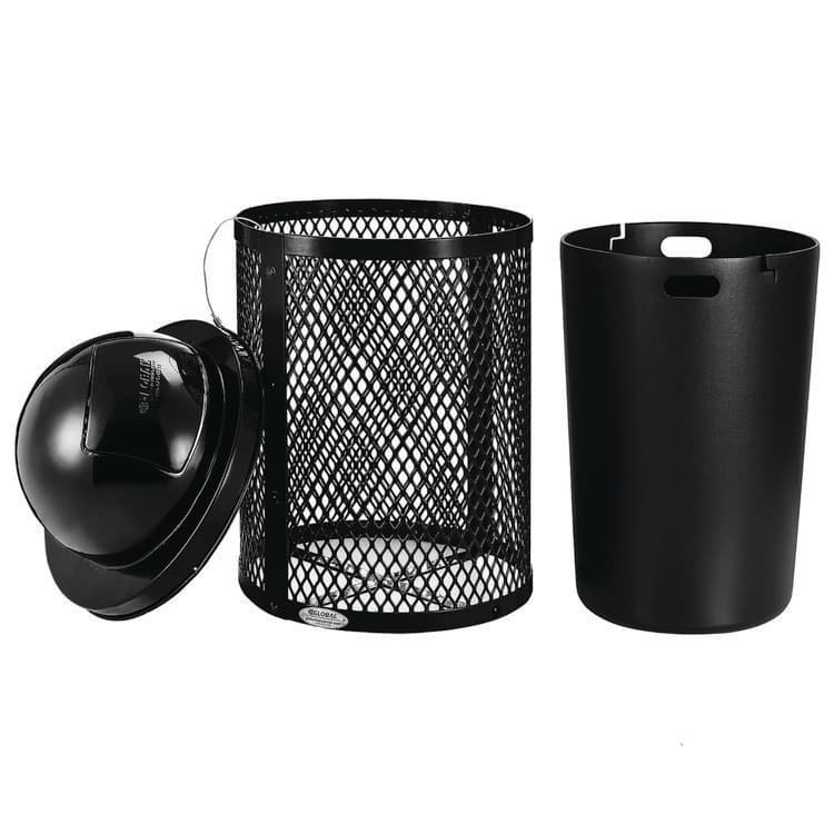 GLOBAL INDUSTRIAL Outdoor Diamond Industrial Steel Trash Can, 36 gal, Black (GBE261948BK) thumbnail 2