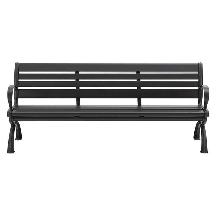 GLOBAL INDUSTRIAL Aluminum Bench with Back, 73" x 22.75" x 30.75", Black Seat/Back, Black Base (GBE436978BK) thumbnail 2