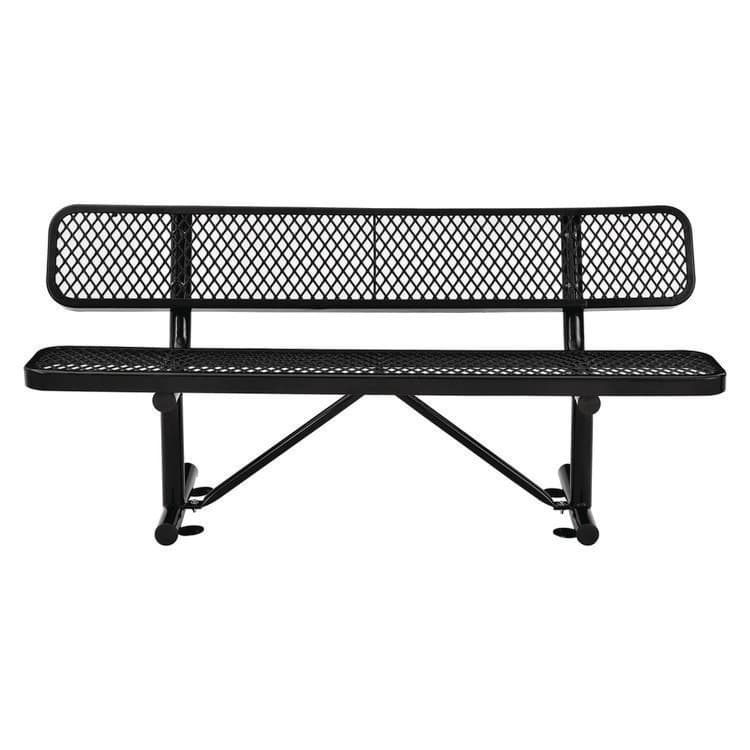 GLOBAL INDUSTRIAL Expanded Steel Bench With Back, 72" x 24" x 33", Black Seat/Back, Black Base (GBE277154BK) thumbnail 2