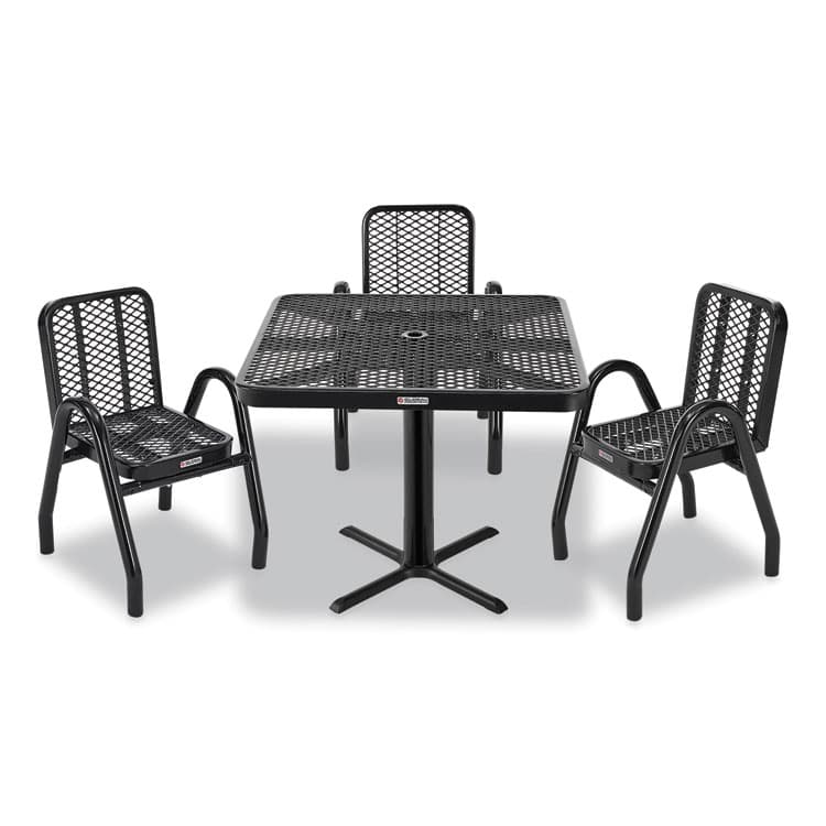 GLOBAL INDUSTRIAL Outdoor Dining Set, Square, 36 x 36 x 29, Black Top, Black Base/Legs (GBE348119BK)