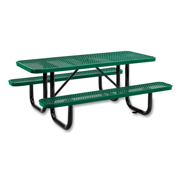 GLOBAL INDUSTRIAL Expanded Steel Picnic Table, Rectangular, 72 x 62 x 29.5, Green Top, Green Base/Legs (GBE277152GN)