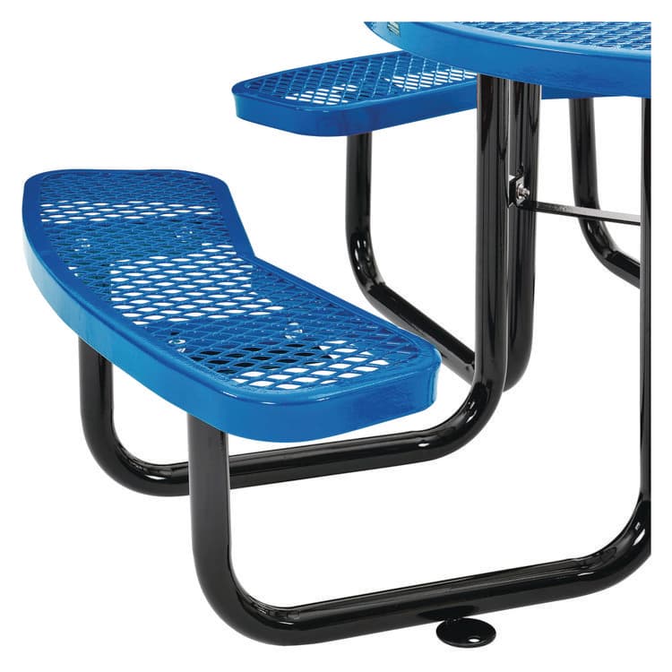 GLOBAL INDUSTRIAL Expanded Steel Picnic Table, Round, 46" Dia x 29.5"h, Blue Top, Blue Base/Legs (GBE277150BL) thumbnail 3