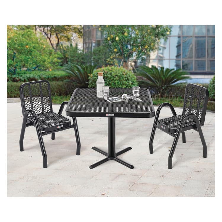 GLOBAL INDUSTRIAL Outdoor Dining Set, Square, 36 x 36 x 36, Black Top, Black Base/Legs (GBE348120BK) thumbnail 3