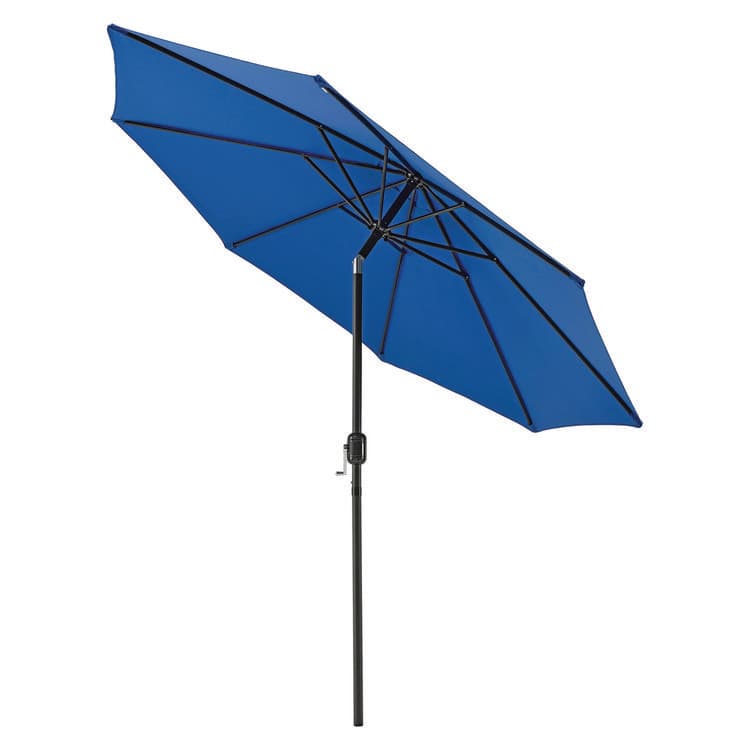 GLOBAL INDUSTRIAL Outdoor Umbrella with Tilt Mechanism, 102" Span, 94" Long, Blue Canopy, Black Handle (GBE436970) thumbnail 2