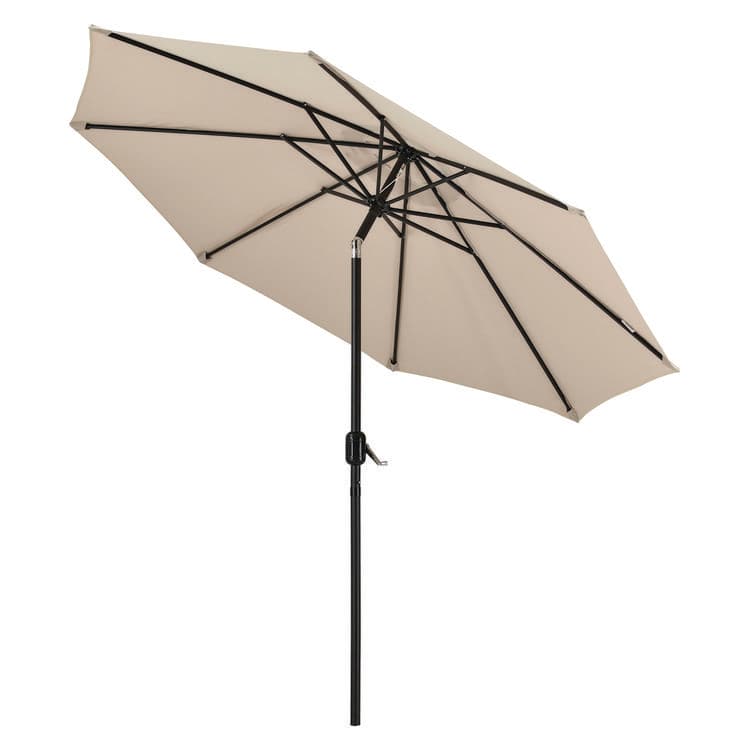 GLOBAL INDUSTRIAL Outdoor Umbrella with Tilt Mechanism, 102" Span, 94" Long, Tan Canopy, Black Handle (GBE262071) thumbnail 4