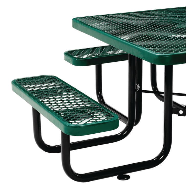 GLOBAL INDUSTRIAL Expanded Steel Picnic Table, Square, 81 x 81 x 29.5, Green Top, Green Base/Legs (GBE277151GN) thumbnail 3