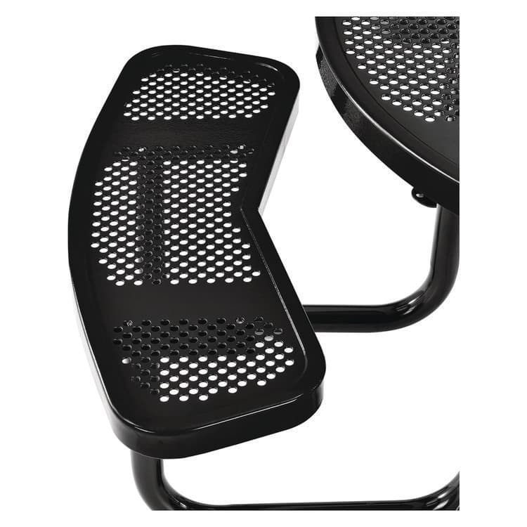 GLOBAL INDUSTRIAL Perforated Steel Picnic Table, Round, 46" Dia x 29.5"h, Black Top, Black Base/Legs (GBE262078BK) thumbnail 4