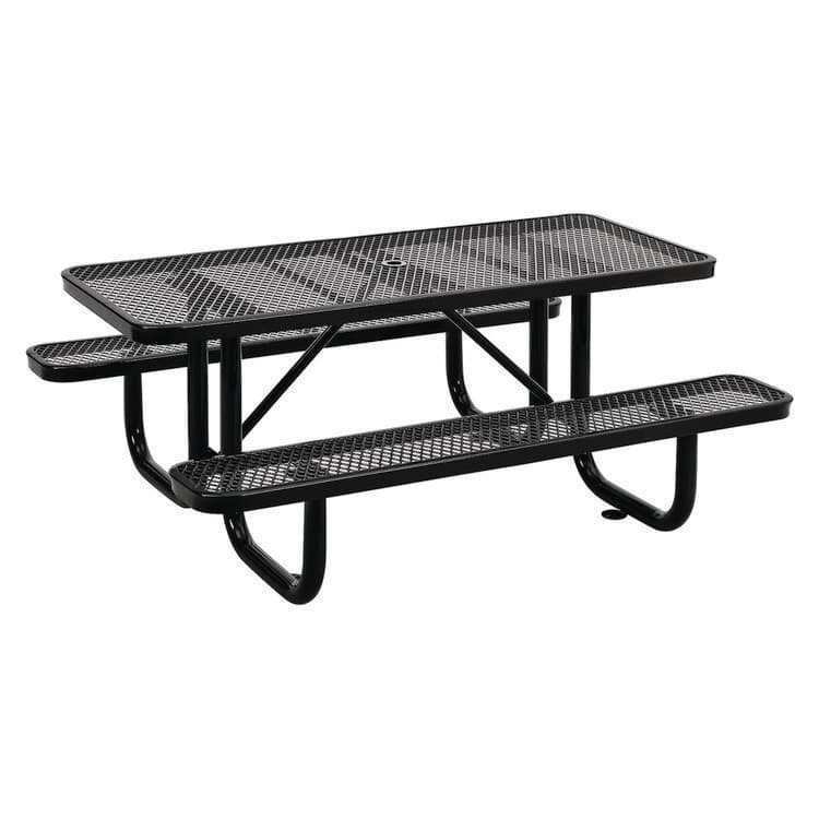 GLOBAL INDUSTRIAL Expanded Steel Picnic Table, Rectangular, 72 x 62 x 29.5, Black Top, Black Base/Legs (GBE277152BK) thumbnail 4