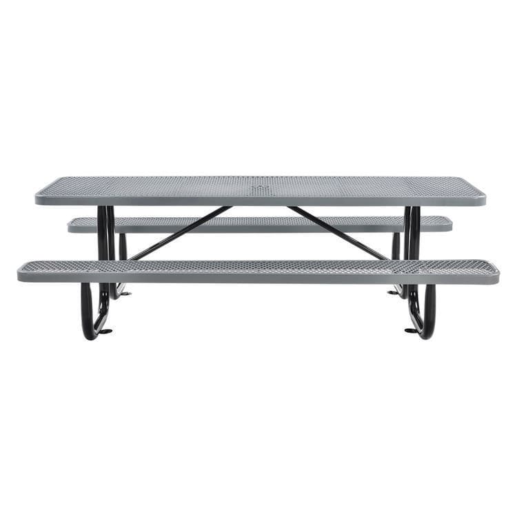 GLOBAL INDUSTRIAL Expanded Steel Picnic Table, Rectangular, 96 x 62 x 29.5, Gray Top, Gray Base/Legs (GBE277153GY) thumbnail 2