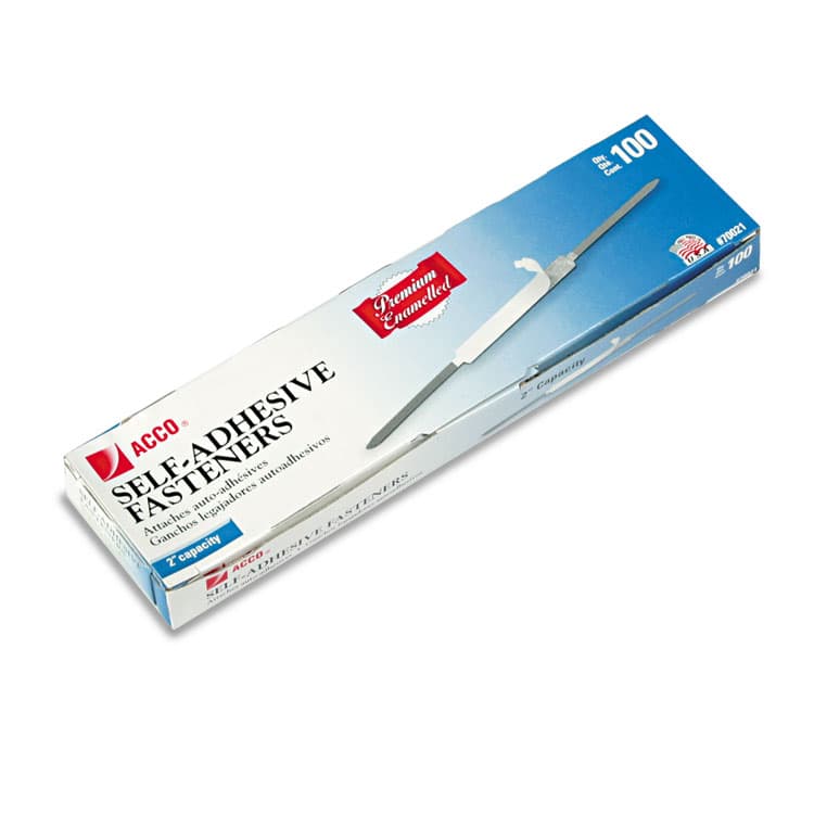 ACCO BRANDS, . Premium Self-Adhesive Two-Prong Paper Fastener Bases, 2" Capacity, 2.75" Center to Center, Brown, 100/Box (ACC70021) thumbnail 3