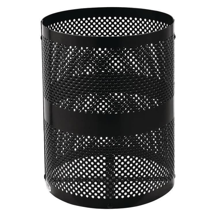 GLOBAL INDUSTRIAL Outdoor Perforated Steel Trash Can with Dome Lid, 36 gal, Steel, Black (GBE261949BK) thumbnail 4