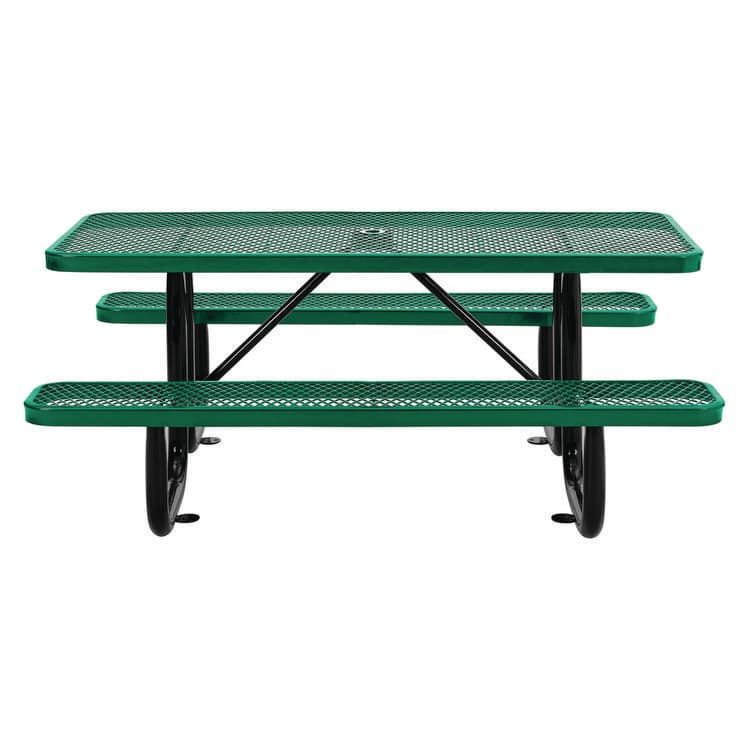 GLOBAL INDUSTRIAL Expanded Steel Picnic Table, Rectangular, 72 x 62 x 29.5, Green Top, Green Base/Legs (GBE277152GN) thumbnail 2