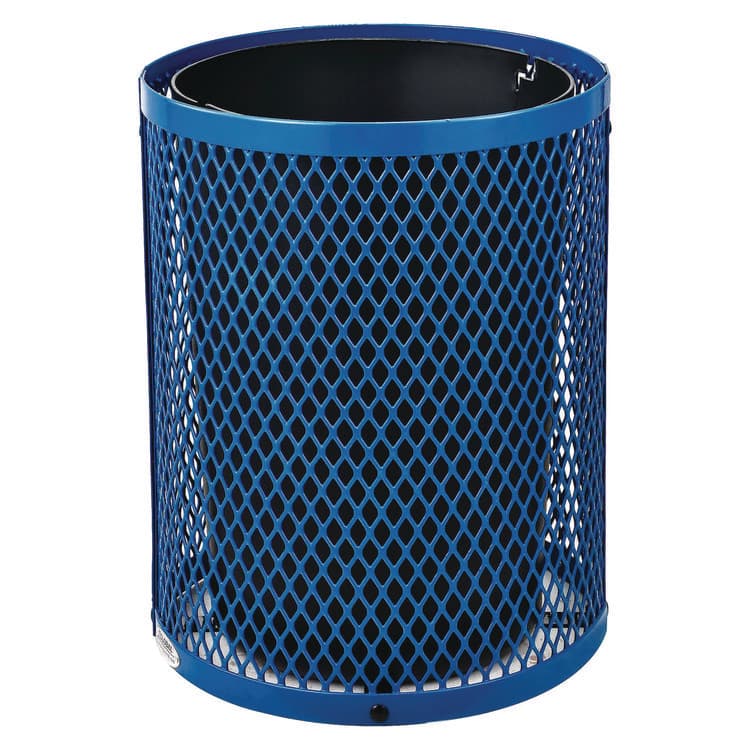 GLOBAL INDUSTRIAL Outdoor Diamond Steel Trash Can, 36 gal, Dome Lid, Blue (GBE261948BL) thumbnail 3